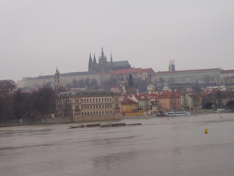 Palace and Cathedral in Praga, in front of River Vlatva