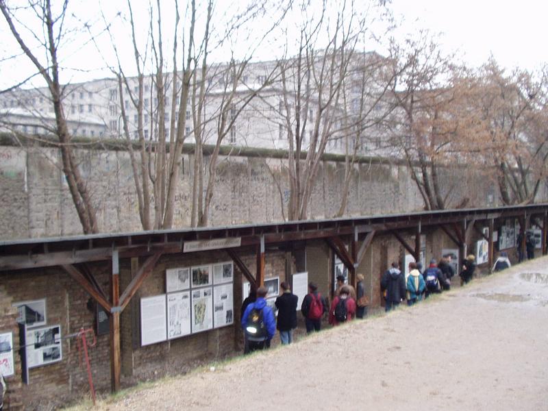 The Berlin Wall and the foundations of the Gestapo headquarters.