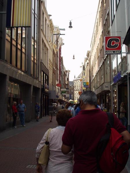Walking along one of the pedestrian streets