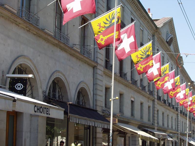 Banderas de Suiza y Ginebra
