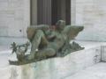 Sculpture at the exit of the building.