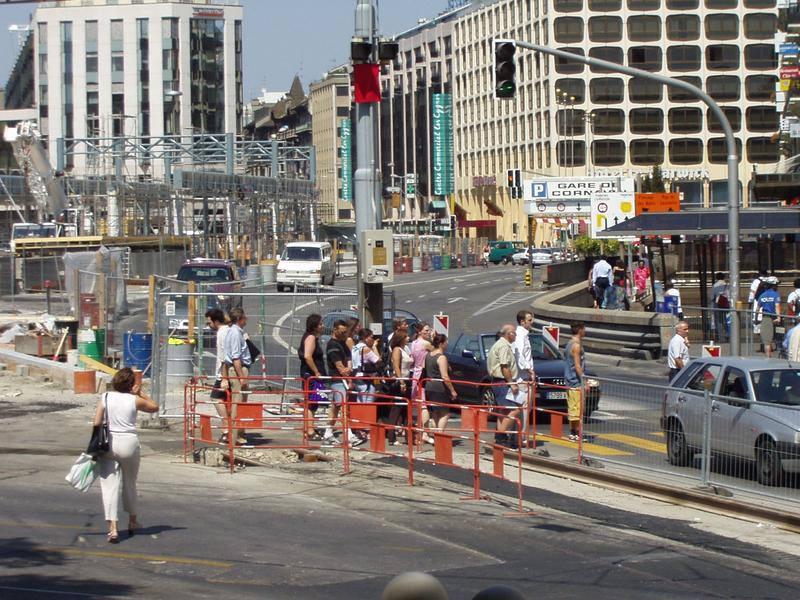 Temporary pedestrian crossing.