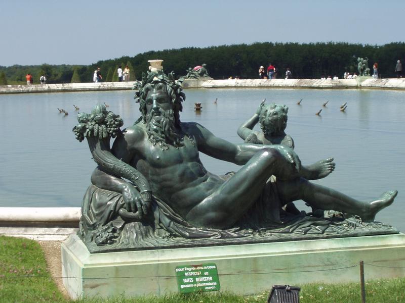 Sculpture next to the pool.