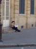 Reading the newspaper.