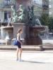 Fountain. And pedestrian.