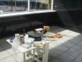 The food table with Abi's griller