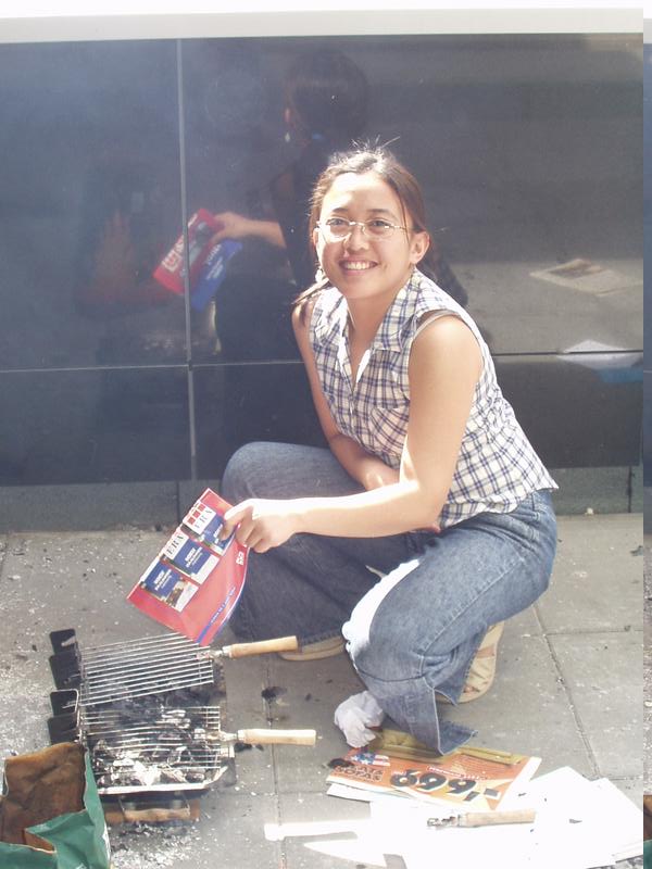 Andrea getting the coals hot :P